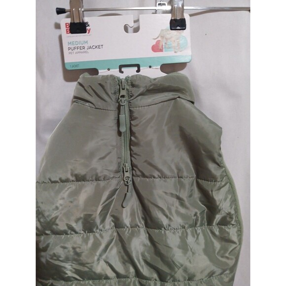 Boots & Barkley Dog Puffer Jacket with Buckle Med Green - Picture 3 of 7